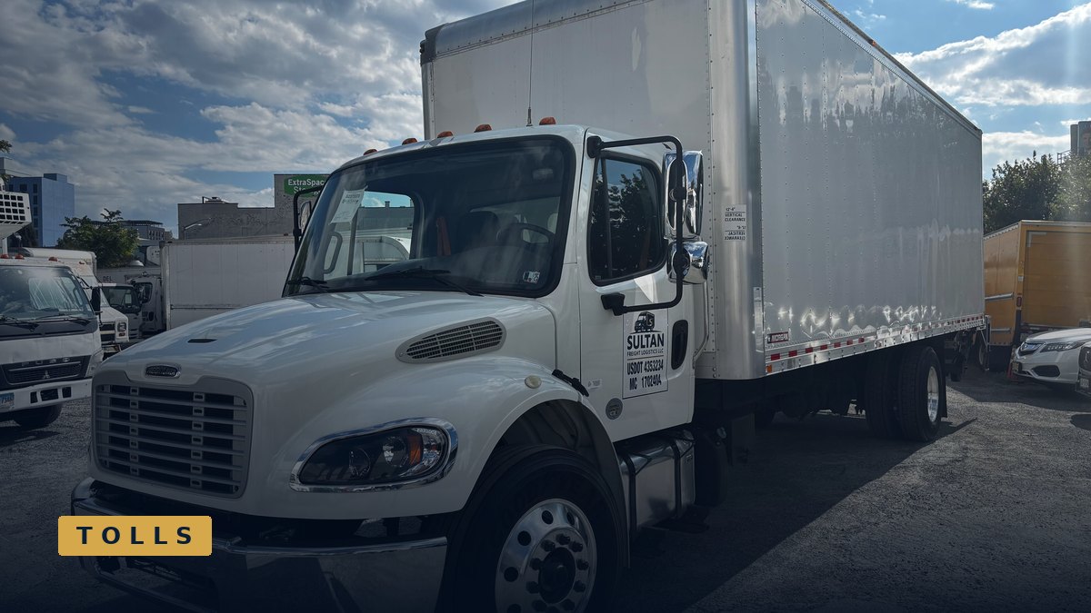 Sultan Freight box truck staged in the New York metro, the most expensive truck-toll corridor in the country