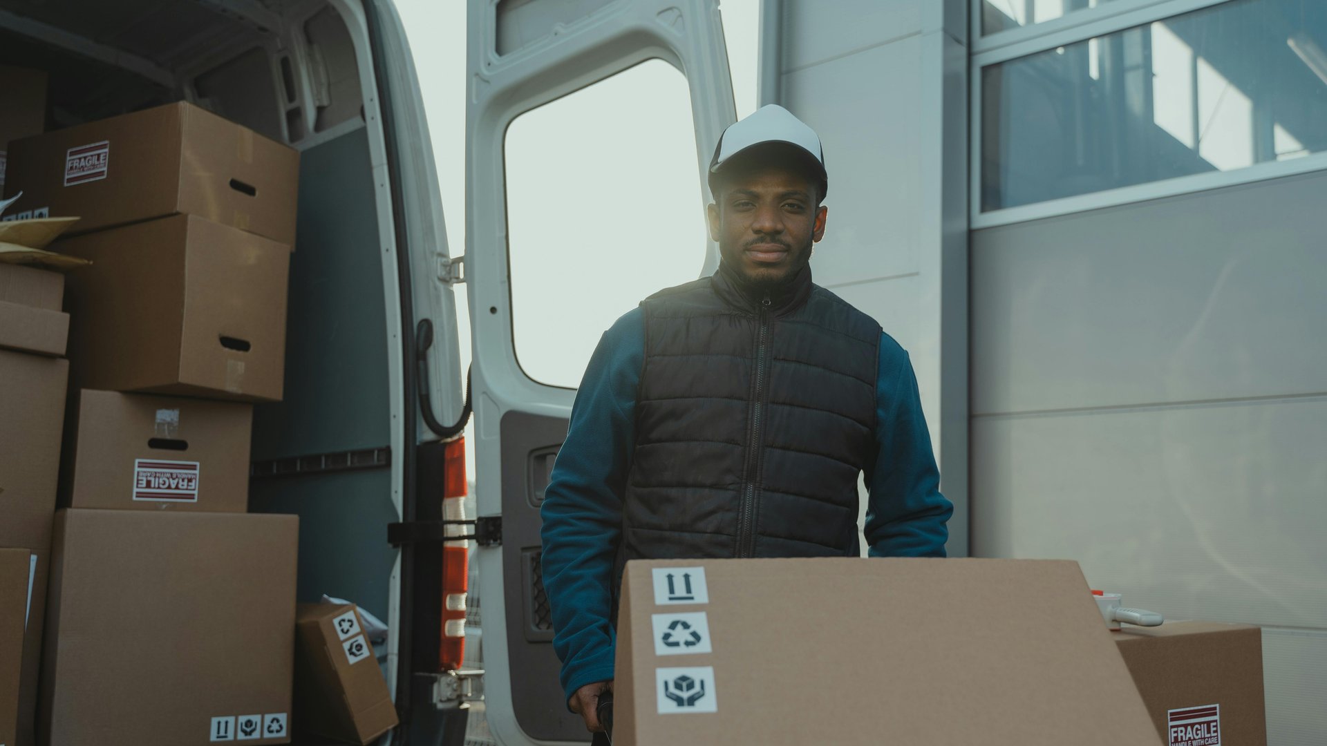 Expedited delivery worker in action